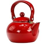 Calypso Basics by Reston Lloyd Enamel-on-Steel Tea Kettle, 2-Quart, Red