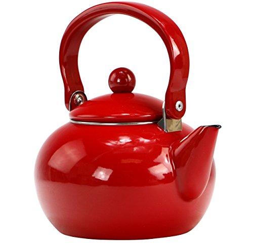 Reston Lloyd Enamel Teakettle Non-Whistling, 2 Quart, Red