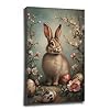 Rabbit Canvas Wall Art Rabbit Picture Wall Decor Vintage Cute Rabbit Poster Rabbit Canvas Painting Artwork Bedroom Bathroom Home Decor Kids Room Wall Decor Bathroom Wall Decor Easter Eggs Bunny