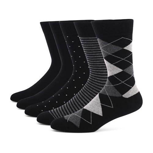 La Mejor Selección de Calcetines para Hombre los 10 mejores. 43 micsun Calcetines de Hombre, Calcetines de Vestir para Hombre de Algodon, Calcetas Negocios Casual Suaves y Transpirables, Paquete de 5 Pares H02
