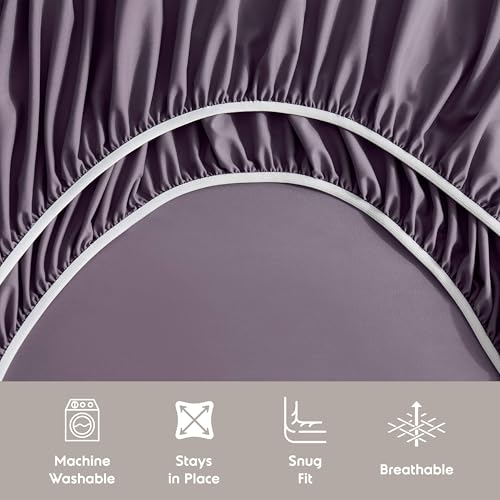 Image of Nestl Extra Deep Twin XL Sheet Set - 4 Piece Breathable & Cooling Sheets - Hotel Luxury Bedding Set w /18-24 Inch Deep Pockets - Easy & Secure Fit - Super Soft, Wrinkle Free & Comfy - Purple