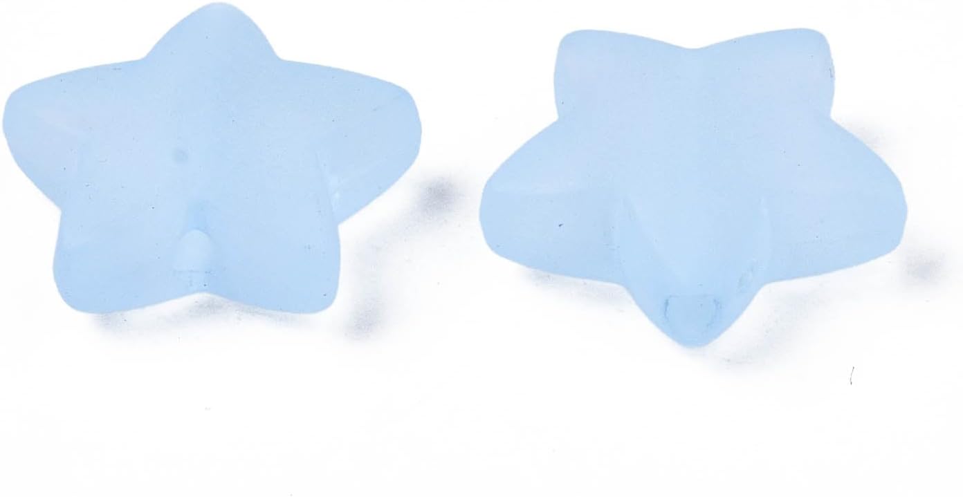 LiQunSweet 100 pcs 14mm Random Colors Transparent Frosted Star Acrylic Beads Little Pentagram Beads for Jewelry Necklace Bracelet Keychain Pen DIY Craft Making - Image 3