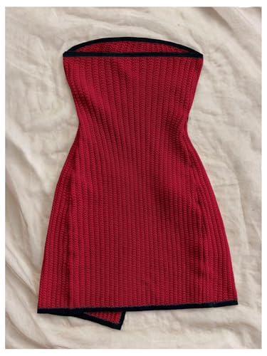 Image of MakeMeChic Women's Knitted Strapless Sweater Dress | Wrap Tie Front, Party, Mini, Tube