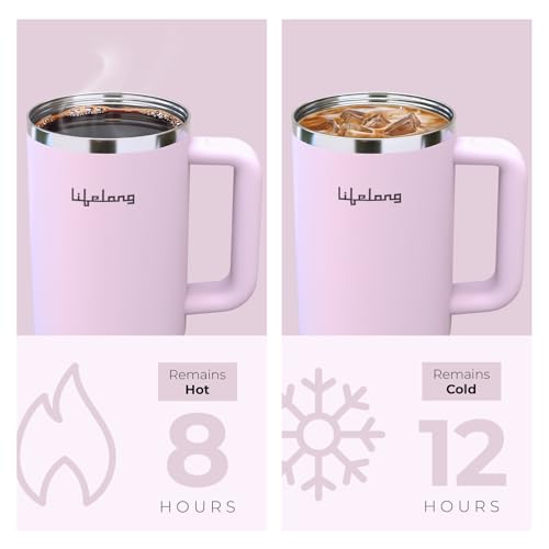 Image of Lifelong Double-Walled Vacuum Insulated Tumbler with Unbreakable Tritan Lid 1200ml | Keeps Drinks Hot for 5 Hours & Cold for 9 Hours | Recycled Stainless Steel, Leakproof Lid & Comfort-Grip Handle