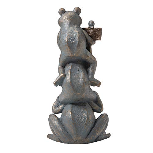 Glitzhome Jk85278 Welcome Sign Stacked Frog Garden Statue, Bronze,28.25"H #TOP2