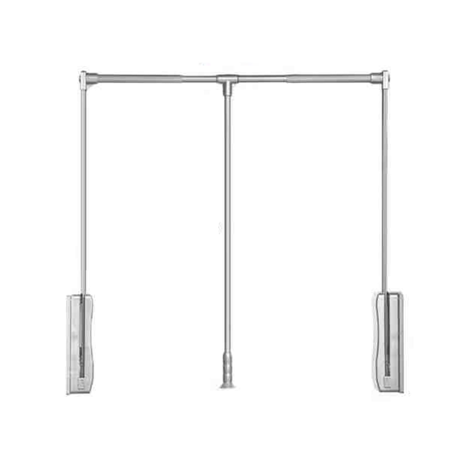 HTTGDGDH Adjustable Pull Down Closet Rod, Dual-Buffer Liftable Clothes Hanger For Cabinet 21.65-49.21 Inch, Heavy-Duty 33 Lb Capacity, Silver,Silver-550-700mm