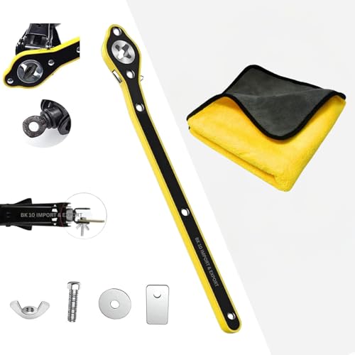 Image of BK 10 IMPORT & EXPORT Labor Saving Hand Car Jack Wrench /Jack Ratchet Wrench for Car /Long Handle for Jack /Positive and Reversal Knob Design (J Wrench+Gloves+Napkin)