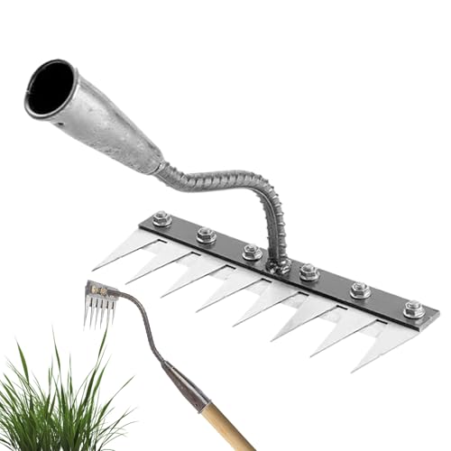 Rastrillo para cortar malas hierbas | Rastrillo de jardín de cultivo | Rastrillo de uñas agrícola, acero al manganeso extraíble | Rastrillo de uñas con seis dientes y bordes afilados, para patio