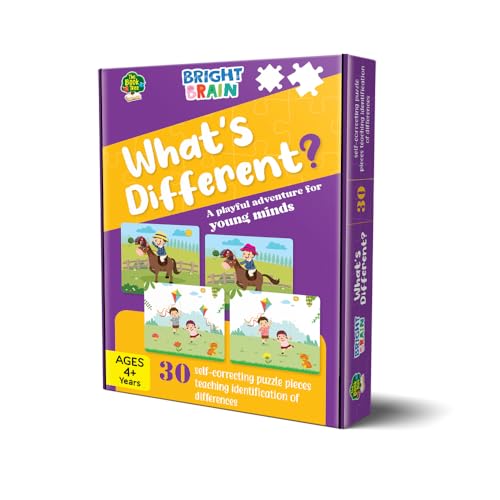 Image of Bright Brain Match The Difference Puzzle - 30 Self-Correcting Sets for Preschoolers | Visual Matching Game for Kids Age 4+ | Fun Learning Toy by Majestic Book Club