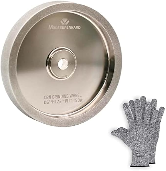 Moao Store Tools, Full Nickel Plating, 6'' CBN Grinding Wheel, 180 Grit. 1/2'' Bore, 1.0'' Wide, Aluminum Body, Compatible with All Kinds of 6-inch Grinders, for Sharpening High Speed Steel Silver