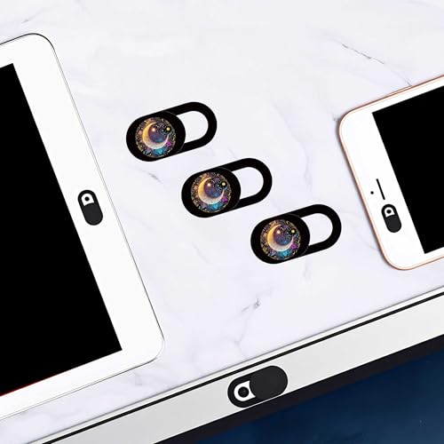 3pcs Plastic Camera Cover Webcam Cover Sun Moon Stars Shutter Slider for PC Laptops Phone Lens Sticker for Privacy Protection. Ideal Gift for Christmas, Birthday, Anniversary Day