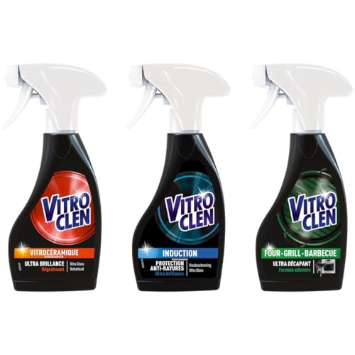 VITROCLEN Kit 3 pistolets 250ml: Vitrocéramique, Induction et Four – Grill – Barbecue