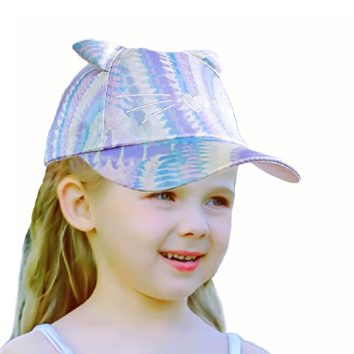 Kids Baseball Hat, Colorful Cat Girls Baseball Hat,Children's Cute Adjustable Ponytail Baseball Cap Trucker Hat For Spring & Summer Outdoor #TOP1