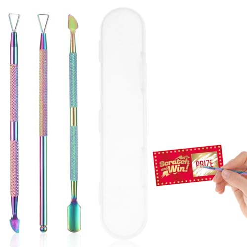 Image of Ouligay 3pcs Lottery Ticket Scratcher Tool with Box,Double Head Scratch Off Tools for Lottery Ticket Holders,Lotto Metal Scraper Tool,Lottery Scratcher Tackle for Scratch Tickets and Stickers