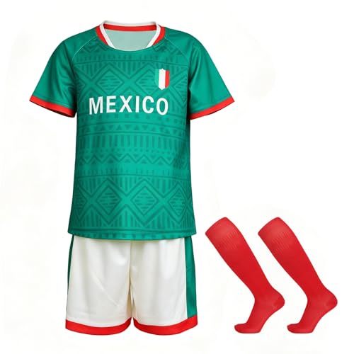 Mukola 2026 Kids Fan Soccer Jersey Set Boys Girls Youth Football Shirts and Shorts with Socks 4-12Y