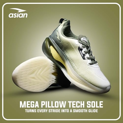Image of ASIAN Navigator-01 Running Shoes for Men | Mega Pillow Sole Technology, Fish Yarn Breathable Upper, Arch Support Cushion, Lightweight & Comfortable Sports Sneakers for Boys