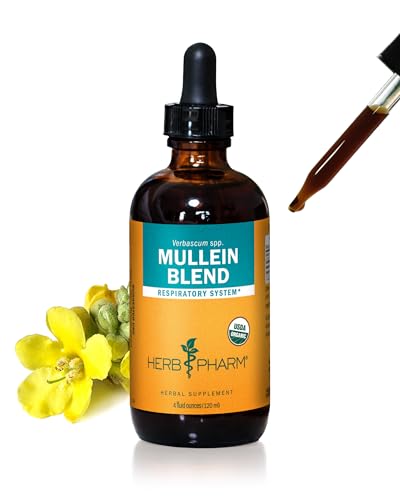 Herb Pharm Certified Organic Mullein Blend Liquid Extract for Respiratory System Support - 1 Ounce
