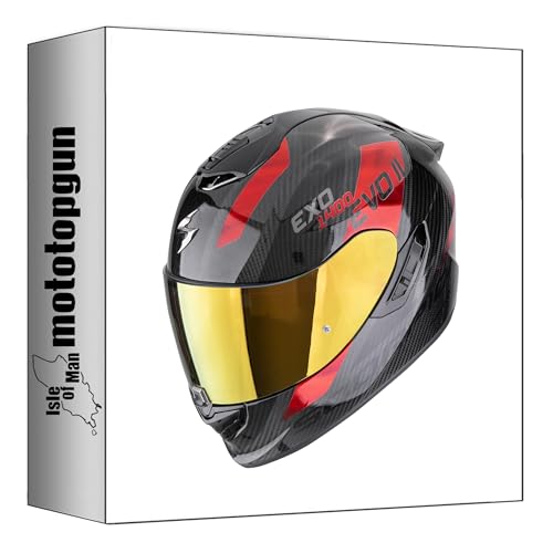 Casque Scorpion intégral exo-1500 Carbon air ajustable en carbone léger taille M rouge