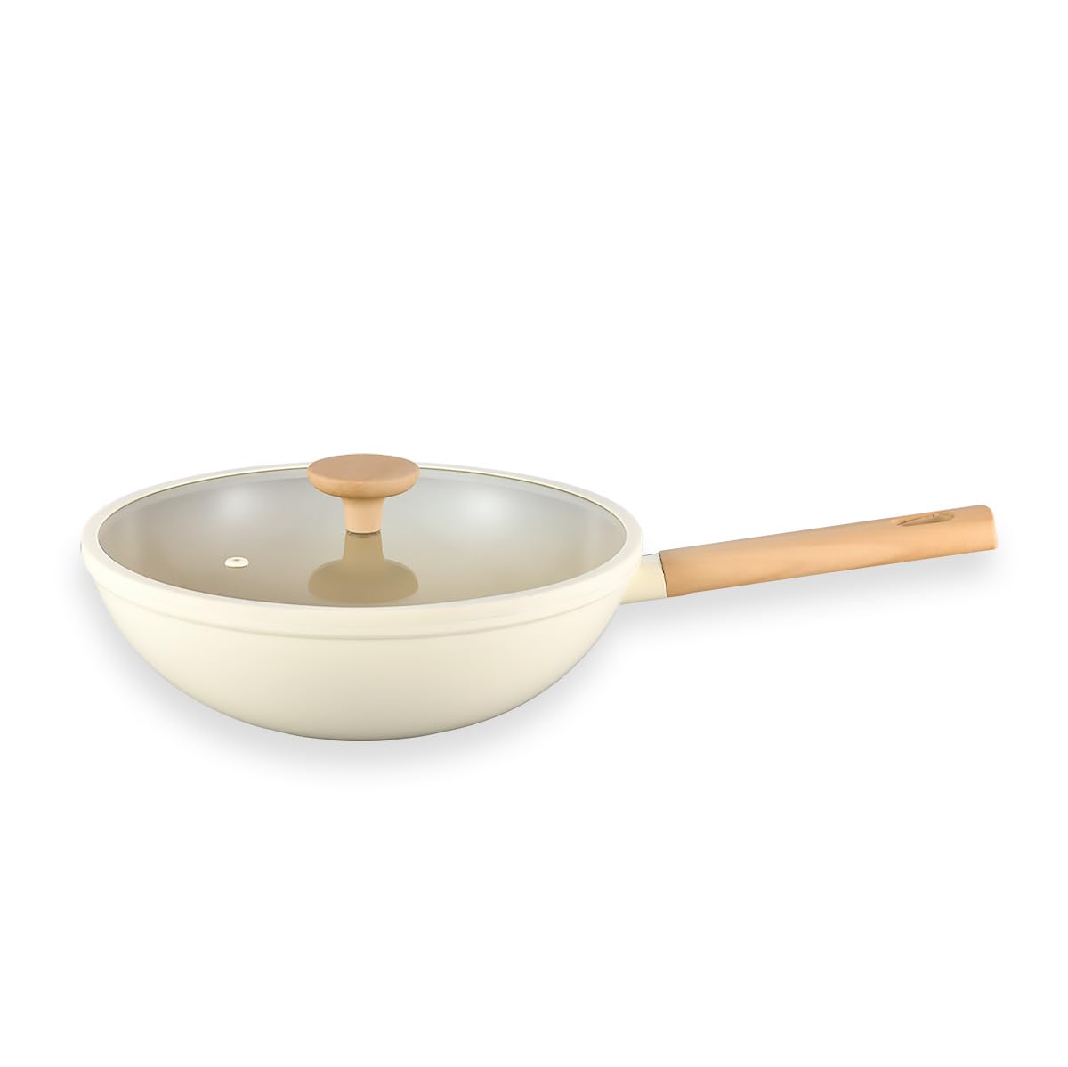 Oikos - Panela Wok 28cm Antiaderente Cerâmico Mou Nata Borda Silicone | 5 camadas,
