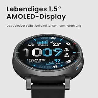 Amazfit Active Max Smartwatch 1,5" AMOLED-Display, 25 Tage Akku, Offline-Karten, NFC, GPS, 4GB Speicher, 170+ Sportmodi, 5 ATM Wasserschutz, Herzfrequenz- & Schlaftracking für Android & iPhone