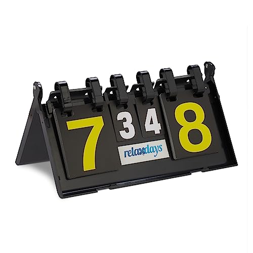 Relaxdays Zählgerät Tischtennis mit beidseitiger Anzeigetafel, manuelle Spielstandanzeige, HBT: 21 x 38 x 20 cm, schwarz