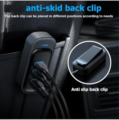 Image of Jaxter 6-Port 48W Car Charger Adapter (2 Type-C + 4 USB) with 1.5M Cable & Rainbow LED - Fast Charging for All Smartphones, Tablets & Devices