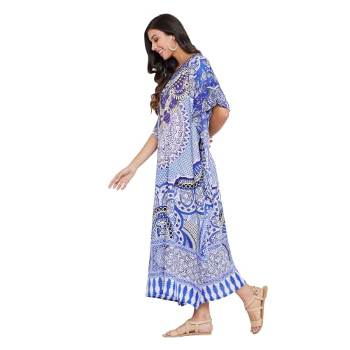 Image of Oussum Women Long Maxi Plus Size Polyester Kaftan Gown, Womens Kaftan Dresses Lounge Resort Wear, Plus Size Kaftan