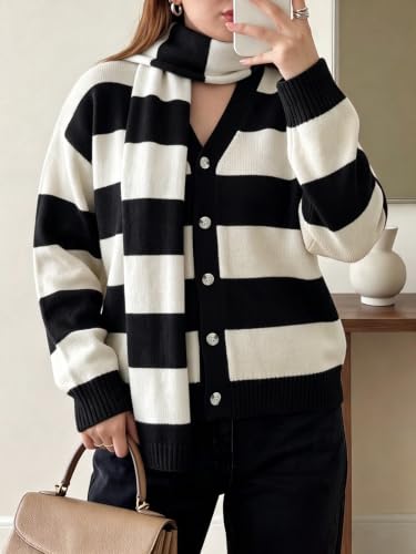 Womens Stripe Long Sleeve Cardigan Sweaters - image 2