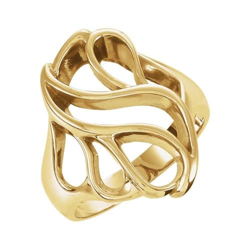 Sonia Jewels Solid 10k Yellow Gold Metal Fashion Ring Band (Width = 13mm) - Size 5.5