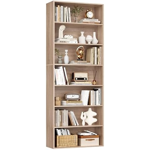 FirFurd 7-Tier Oak Bookcase for Home Cover