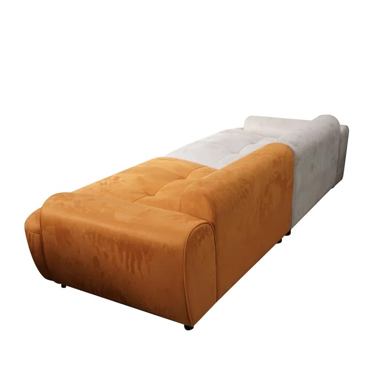 Image of LEGACY OF COMFORT Irmak 85.83'' Upholstered 3 Seater Sofa Three Seater Sofa for Living Room Hotels & Offices (Beige /Orange)