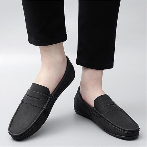 Men Party Loafers Shoes Suede Vamp Wedding Round Toe Solid Color Working Office Rubber Sole Slip Shoe Slip On3