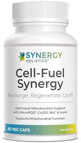 Synergy Holistics - Cell Fuel Synergy | High-Potency Energy, Focus & Antioxidant Supplement | 5-in-1 Mitochondria & Fatigue Support | Coenzyme Q10, Acetyl L-Carnitine, Alpha Lipoic Acid, NAC & PQQ | 60 Vegan Capsules