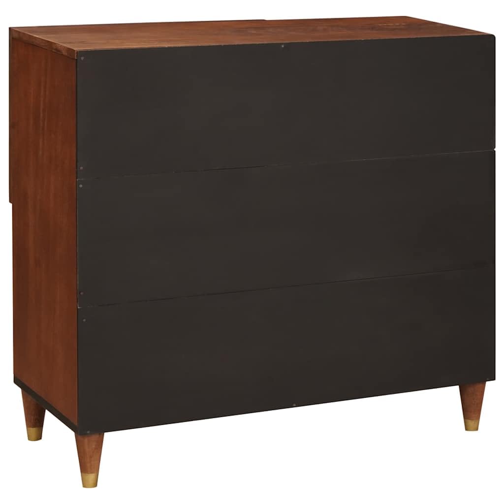 Buffet en bois massif de mangue, 2 portes, marron, 80 x 33,5 x 75