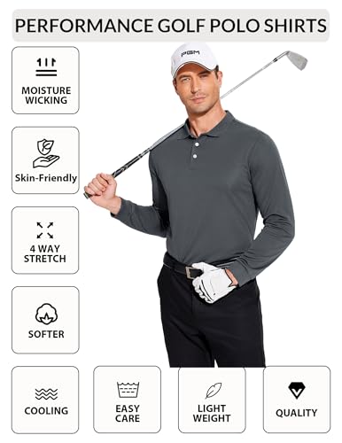 PINSPARK Long Sleeve Polo Shirts for Men Moisture Wicking Golf Shirts Quick Dry Work Hiking Casual Collared Shirt4
