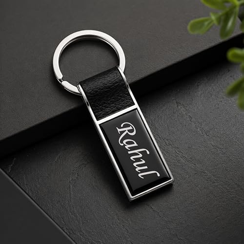 Image of Personalized Double-Sided Metal Keychain, Premium Silver Finish, Custom Name Engraving, Elegant Gift Key Ring for Men, Women