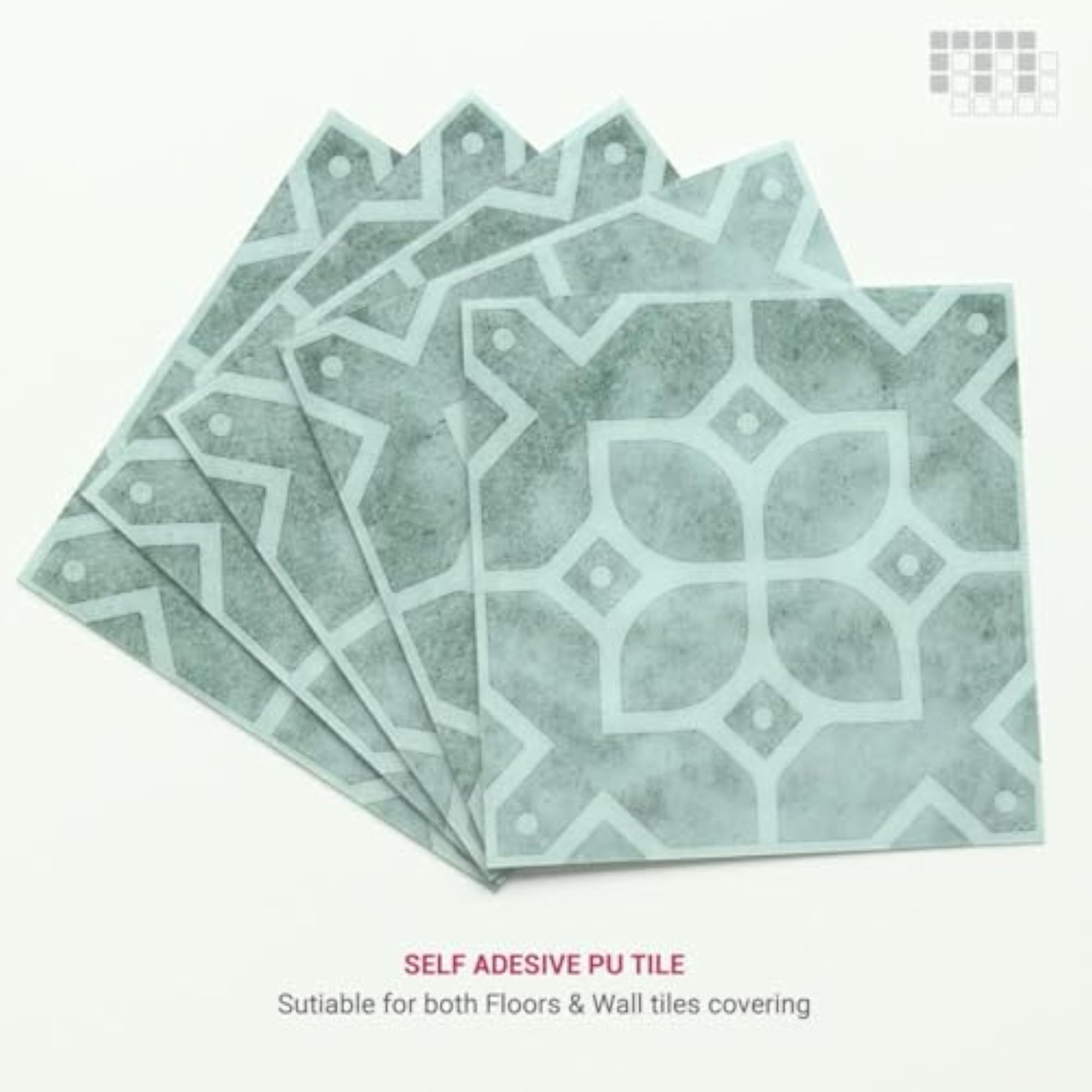 Removable Polyurethane Tile Stickers, Peel & Stick, Anti-Slip