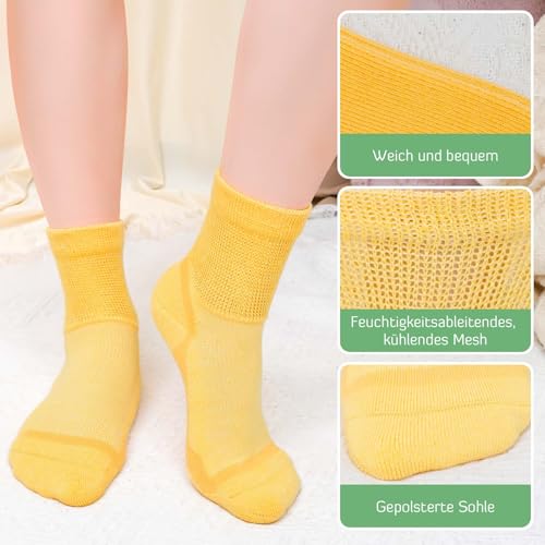 LOFIR Bambus Diabetiker Socken für Damen: Diabetikersocken Ohne Gummibund Herren Extra Weit Breiter Gürtel Ohne Naht kurz Socken für Senioren Geschwollene füße 5 Paare Gelb 5 Paare 39-42 4