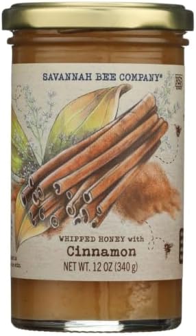 Savannah Bee Company Whipped Honey All Natural Spreadable (12oz, Cinnamon)