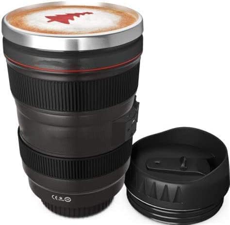 Camera Lens Mug - 12 Ounce Capacity for Coffee Lovers and Photography Enthusiasts - Black