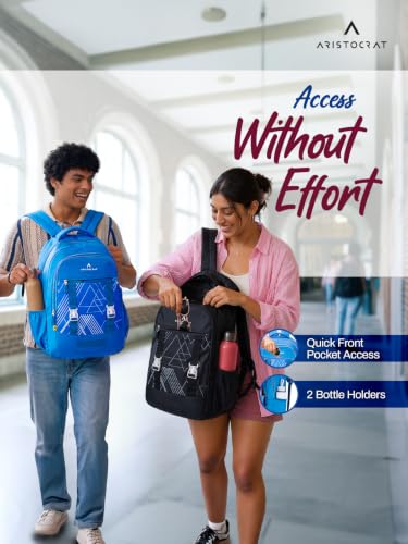 Image of Aristocrat Aura Casual Backpack 30L | 3 Compartments with Quick-Access Front Pocket | Padded Shoulder Straps & Side Bottle Holders | Office & Travel Backpack for Men & Women