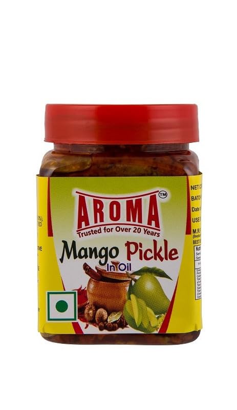 Aroma | Mango Pickle 200G | No Preservatives | Low-Oil | Tangy & Salty | Aam Ka Achar Homemade By Village Women | Traditional Recipe | Organically Processed | Long Sized Mango Pieces
