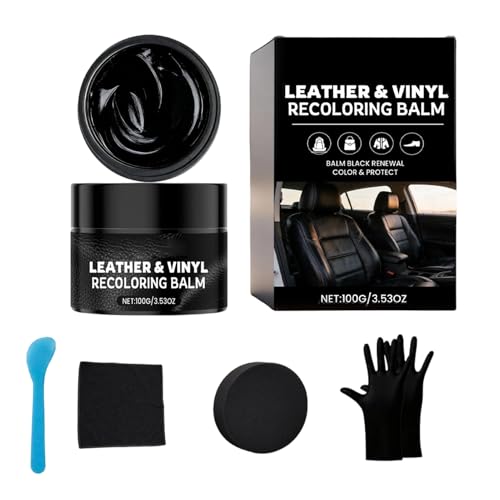 Lederpflege Balsam - 7,1 cm Schwarze Kratzfüllung | 100g Möbelbeschichtung Creme - Atmungsaktive Recoloring Reparaturpaste mit für Couch Stuhl Autositze Taschen Jacken Schuhe Stiefel