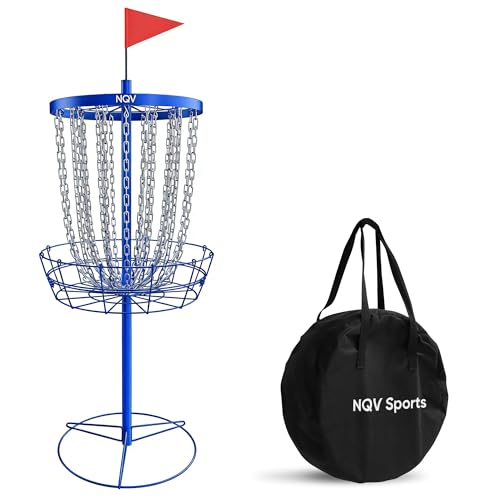 Image of Disc Golf Basket,Heavy Duty 24 Chain Portable Target with 6pcs Disc Golf Discs and Transit Bag