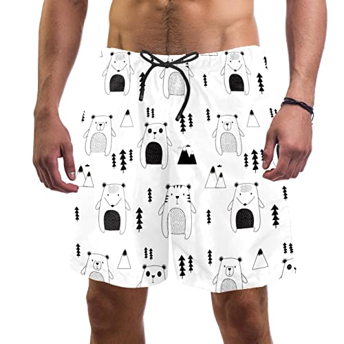 Maillots de bain pour hommes imprimé ours doodle short léger respirant