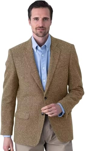Mens Tweed Blazer Vintage Casual Herringbone Tweed Jackets Two Button British Wool Blend Sport Coat Khaki Jacket XL4