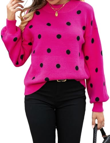 Polka Dot Pullover Sweaters for Women Fall Winter...
