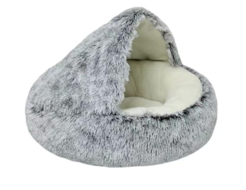 Tuyiutm 小型犬 ドーム 猫 ハウス 猫 ペット ベッド 冬 ラウンド ふわふわ 柔らかい 暖かい クッション おしゃれ シンプル 通年使用 かわいい (グレー,40CM)