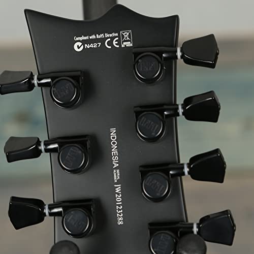 Esp Ltd Viper-7 Black Metal 7-String Electric Guitar With Mahogany Body, Maple Neck And 1 Humbucking Pickups - Black Satin #TOP1