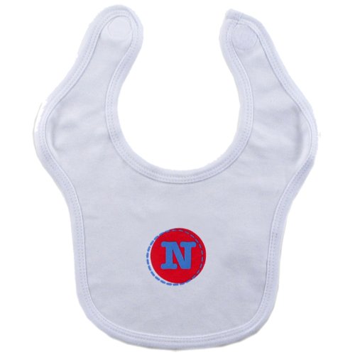 Hudson Baby Personalized Initial Bib- N, Boy, Blue/Red